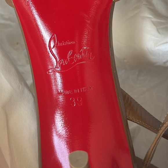 Christian Louboutin apostropha sling 80mm stiletto lionne dark beige sz 39 - Picture 12 of 12